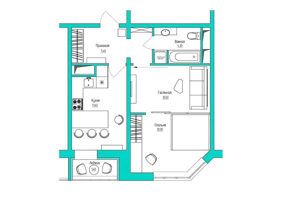 Дизайн 1 Комнатной Квартиры 45