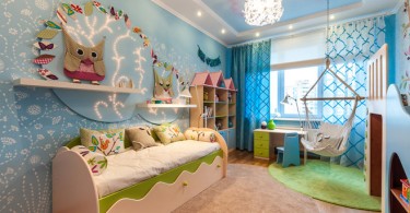Оформление детской комнаты в голубых тонах