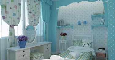 Роскошный дизайн детской комнаты в синей гамме