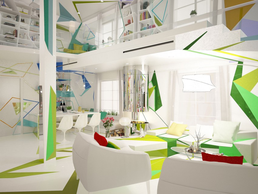 Яркий дизайн интерьера квартиры в Болгарии