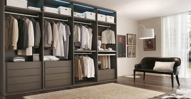 Оформления открытого гардероба в спальне от Альф Italia