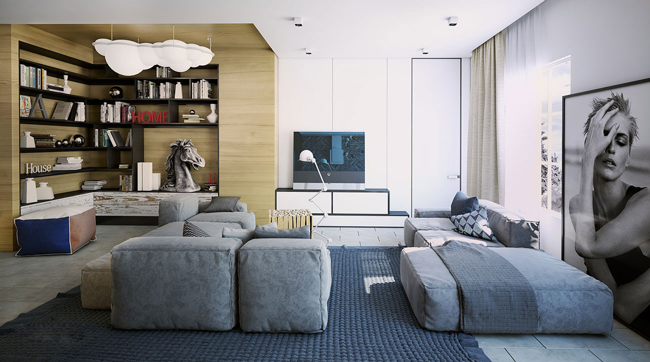 Дизайн проект четырехкомнатной квартиры: Оформление гостиной