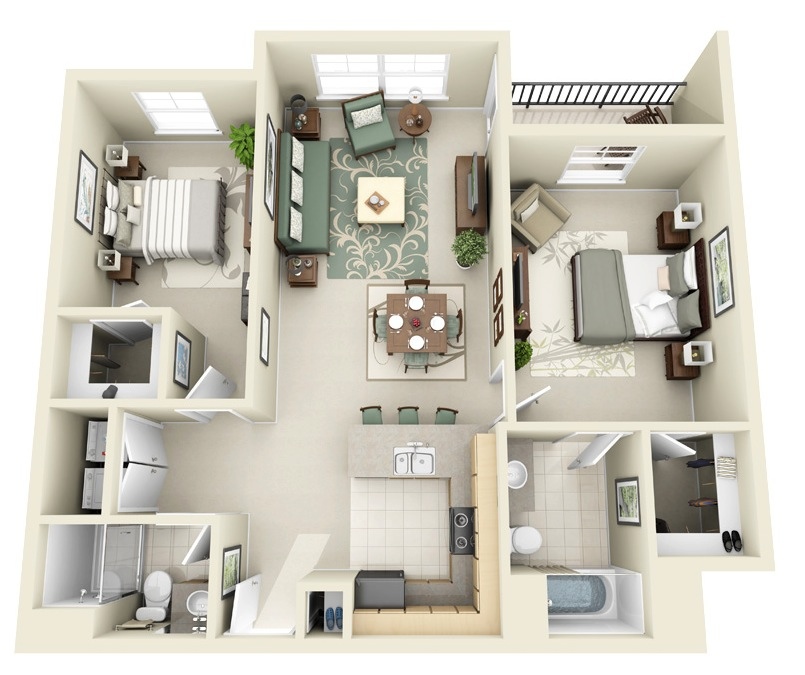 Планировка квартиры и дизайн интерьера двухкомнатной квартиры