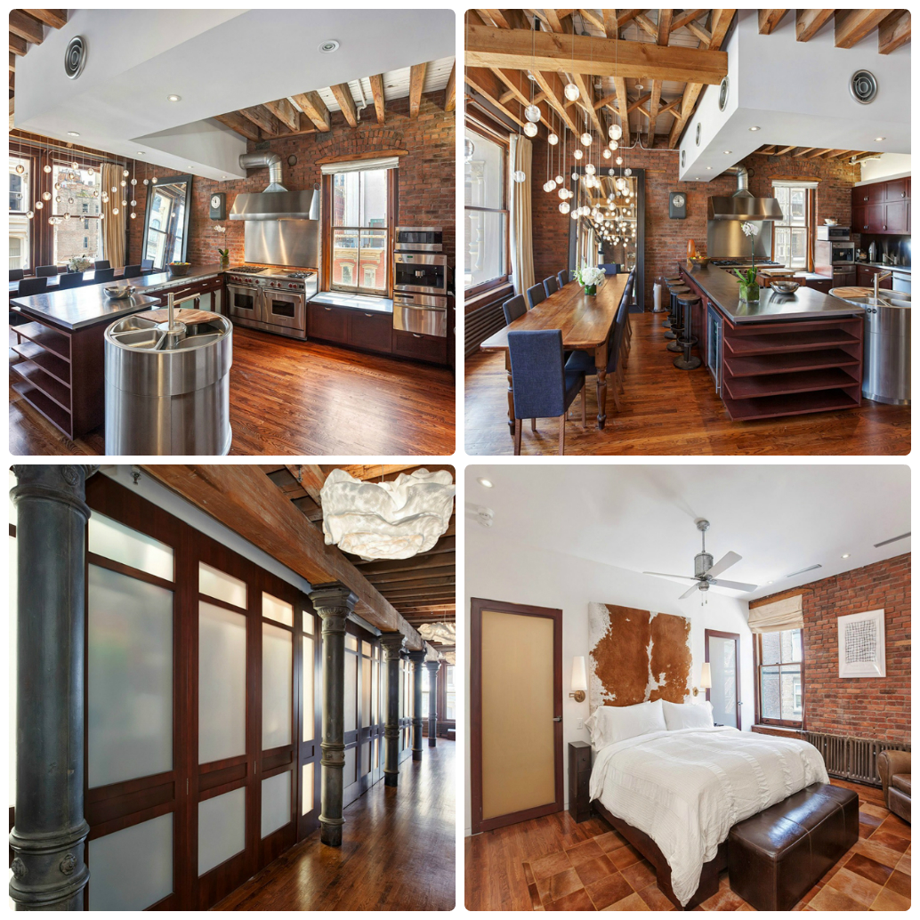 Фото коллаж: оформление интерьеров апартаментов Soho Loft в Нью-Йорке