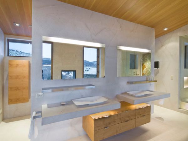 Идея светлого дизайна ванной комнаты