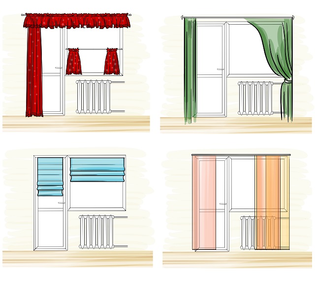 Рисунки оформление балконной двери с окном шторами