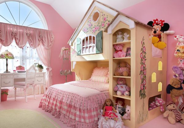 Дизайн комнаты для девочки в розовом цвете. Фото 16