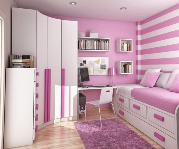Дизайн комнаты для девочки в розовом цвете. Фото 25