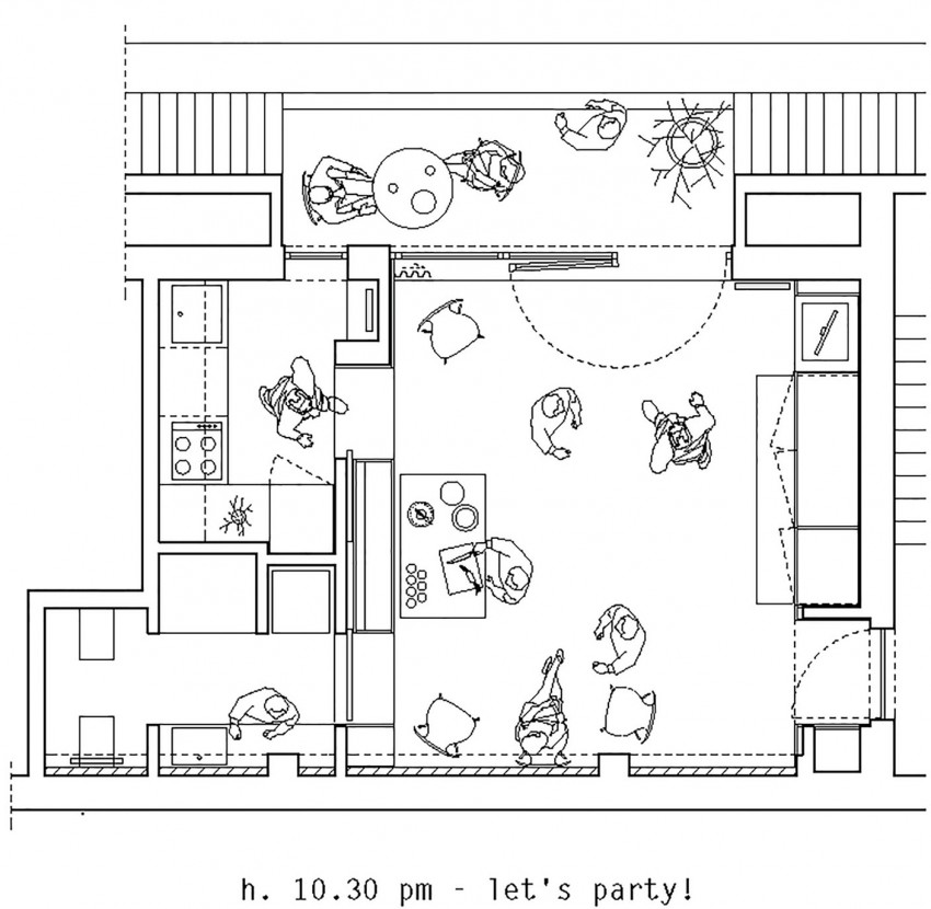 План квартиры - расположение мебели во время вечеринки