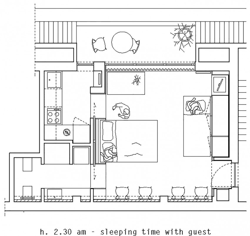 План квартиры - расположение мебели вечером на случай приезда гостей