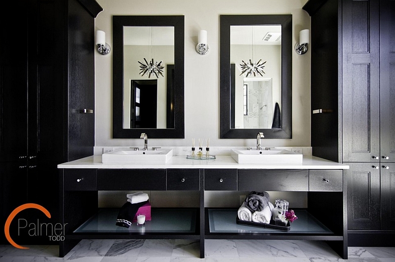 Черные зеркала в ванной