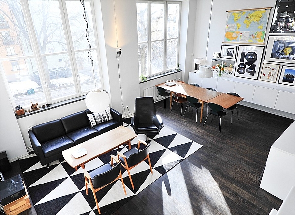 Дизайн интерьера лофт-апартаментов в чёрно-белой гамме
