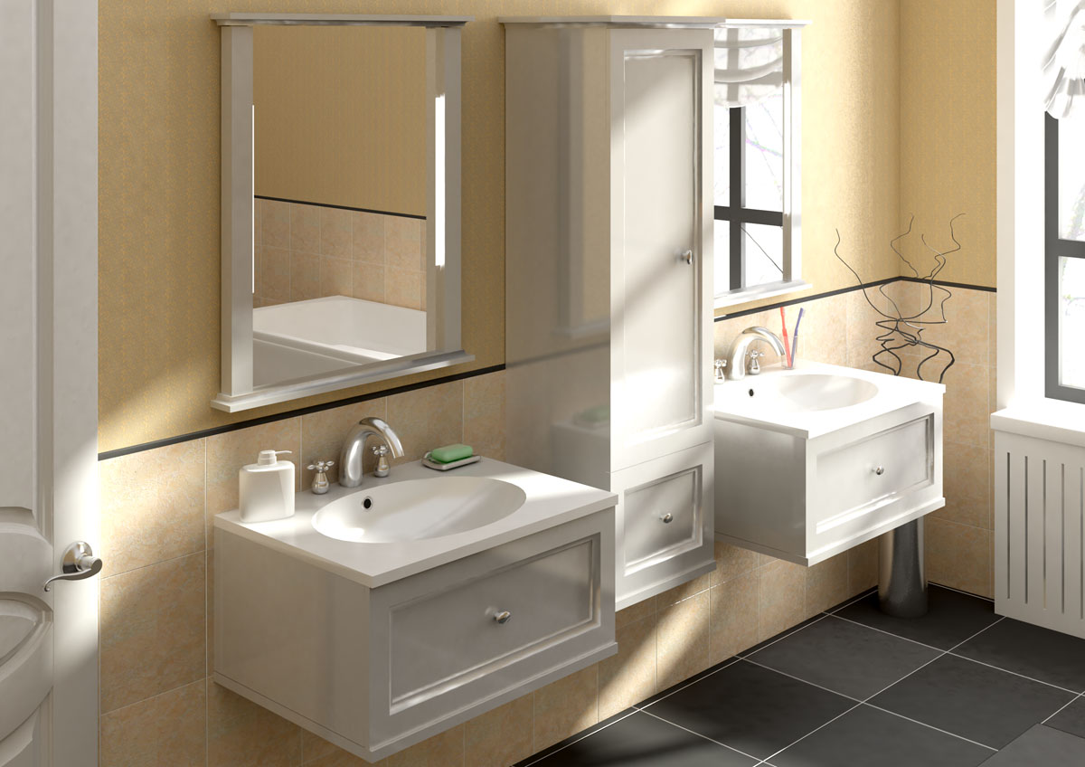 Раковины в интерьере ванной: Интерьер ванной комнаты с раковинами-столешницами для подвесных тумб