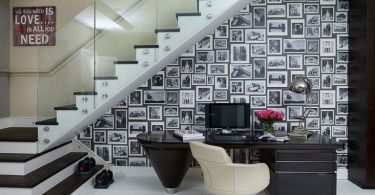 Дизайн домашнего офиса с чёрно-белым стилем