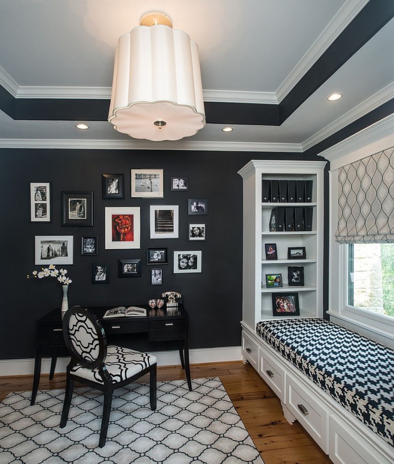 Дизайн домашнего офиса: чёрно-белые цвета в интерьере