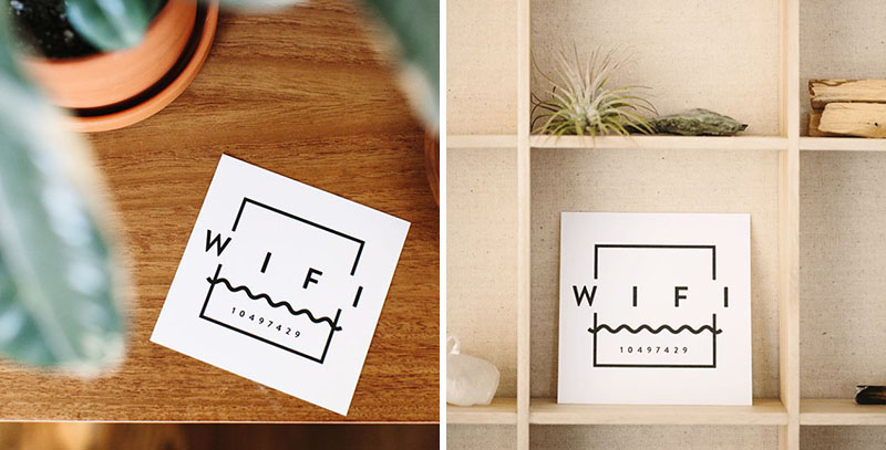 Дизайн комнаты для гостей - карточки с паролями к Wi-Fi