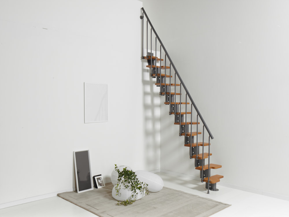 Дизайн лестницы серого цвета в авангардном стиле