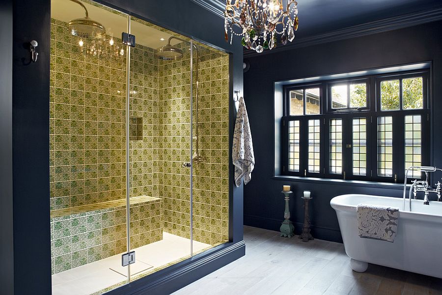 Голубой и жёлтый цвета в ванной - великолепное сочетание: викторианский стиль
