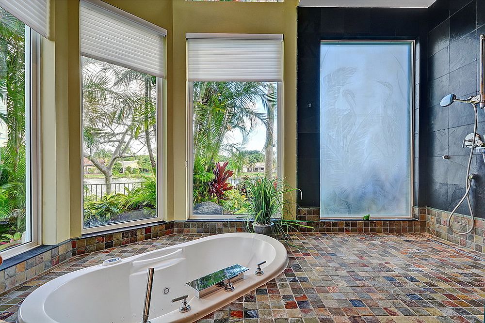 Идеи дизайна интерьера современной ванной с зеленью 