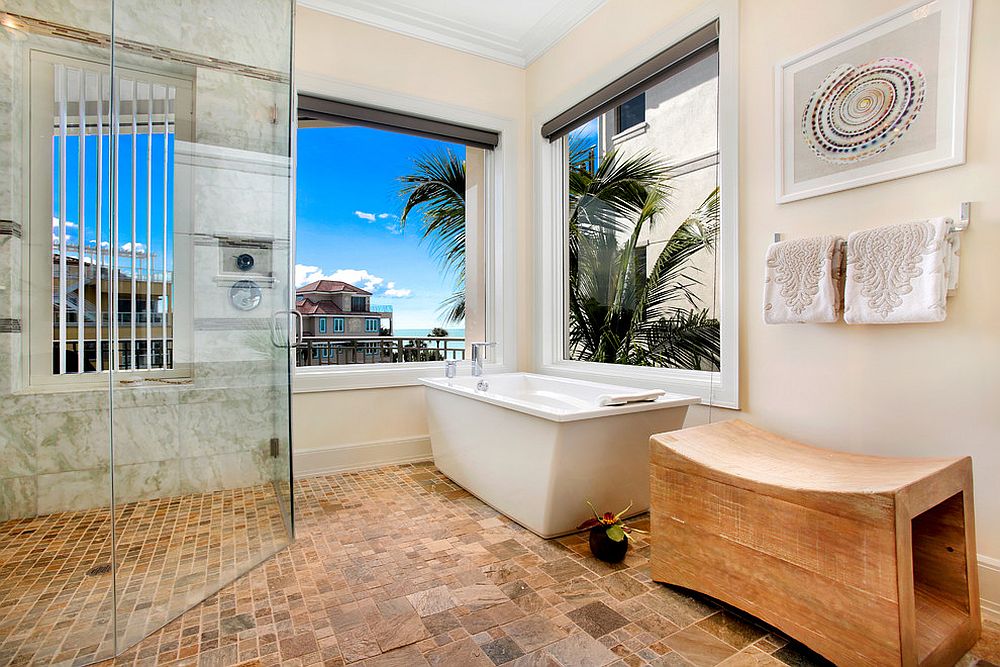 Идеи дизайна интерьера современной ванной с окнами