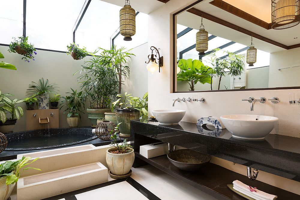Идеи дизайна интерьера современной ванной с растениями