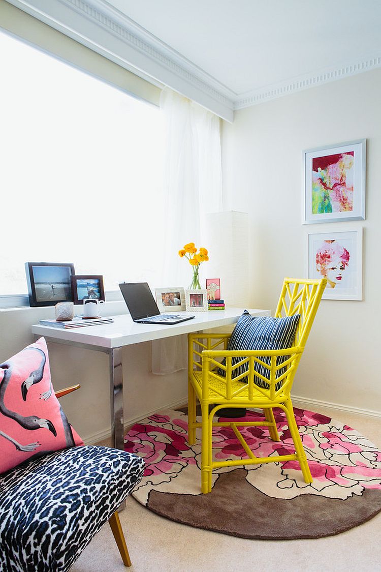 Интерьер домашнего офиса в жёлтом цвете - фото 13