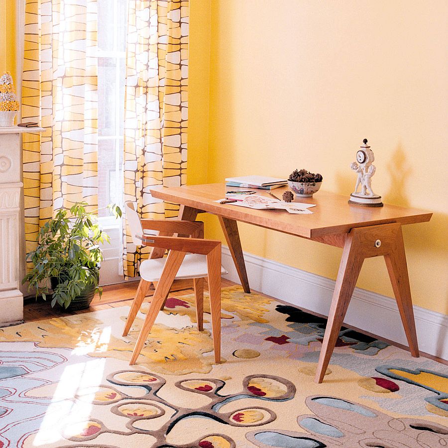 Интерьер домашнего офиса в жёлтом цвете - фото 21