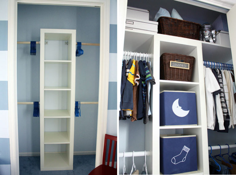 Хранение вещей в маленьком шкафу: комната для мальчиков от IHeart Organizing