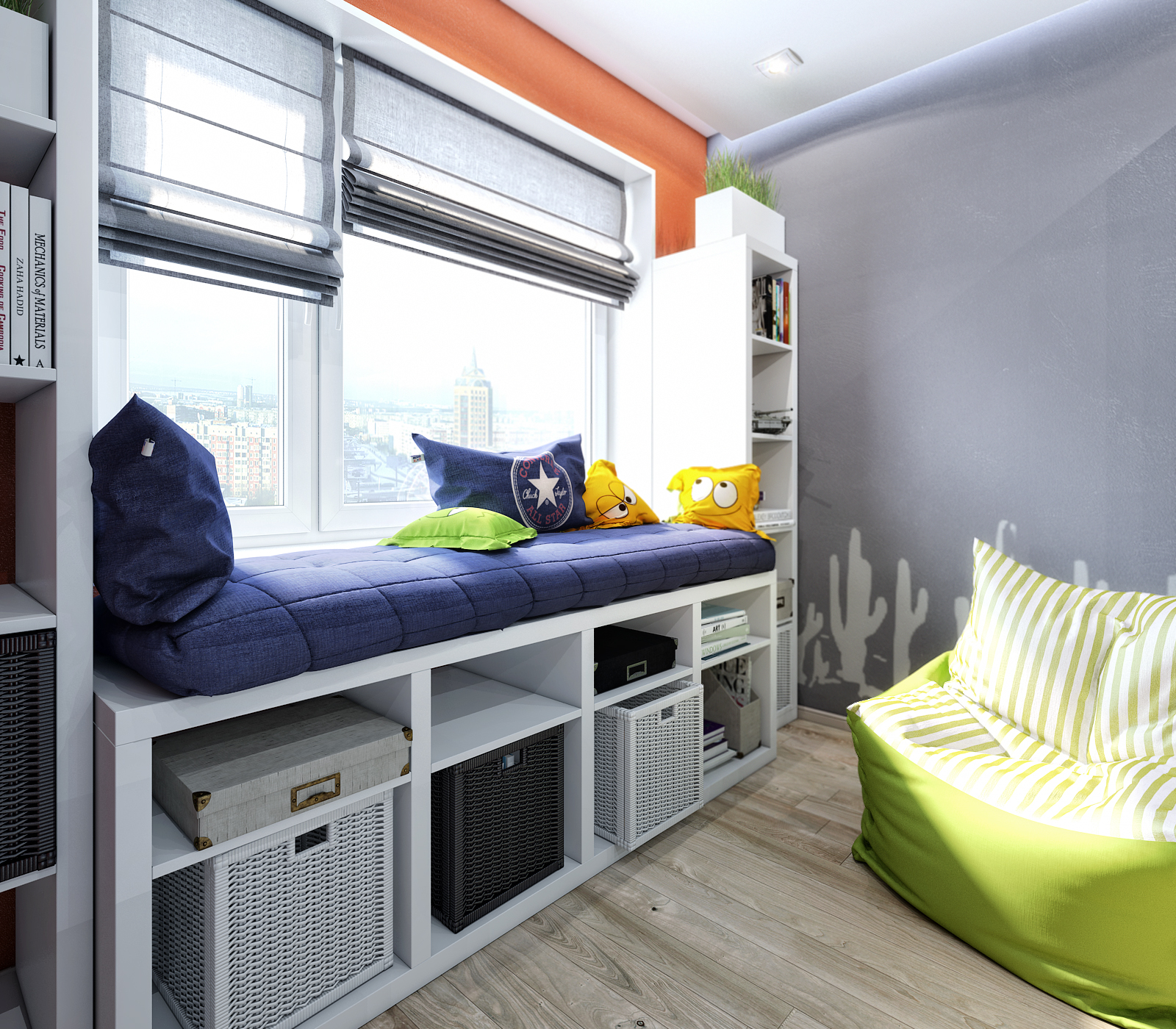 Красивый дизайн маленькой детской комнаты для двоих детей