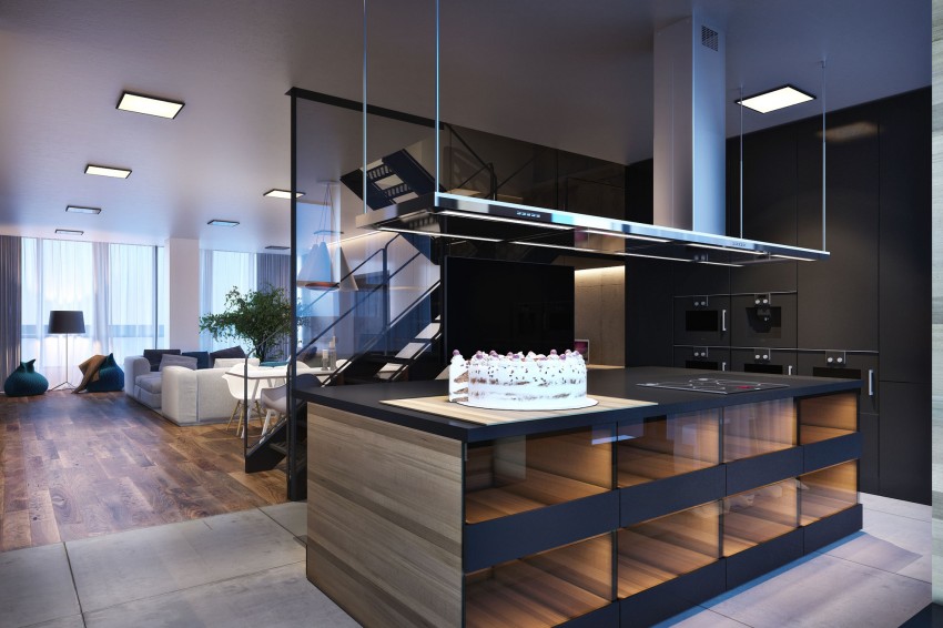 Дизайн интерьера кухонной зоны в квартире в Киеве