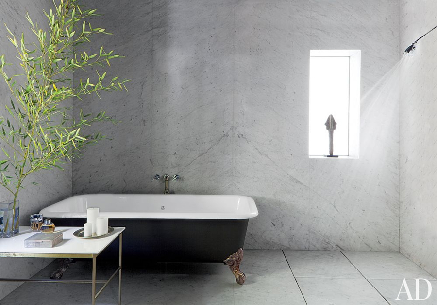 Необычные идеи для интерьера - мраморная плитка в ванной