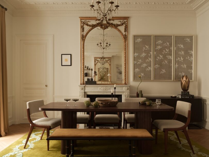 Ольга Эшби преображает квартиру в Париже с помощью травертина и винтажных находок