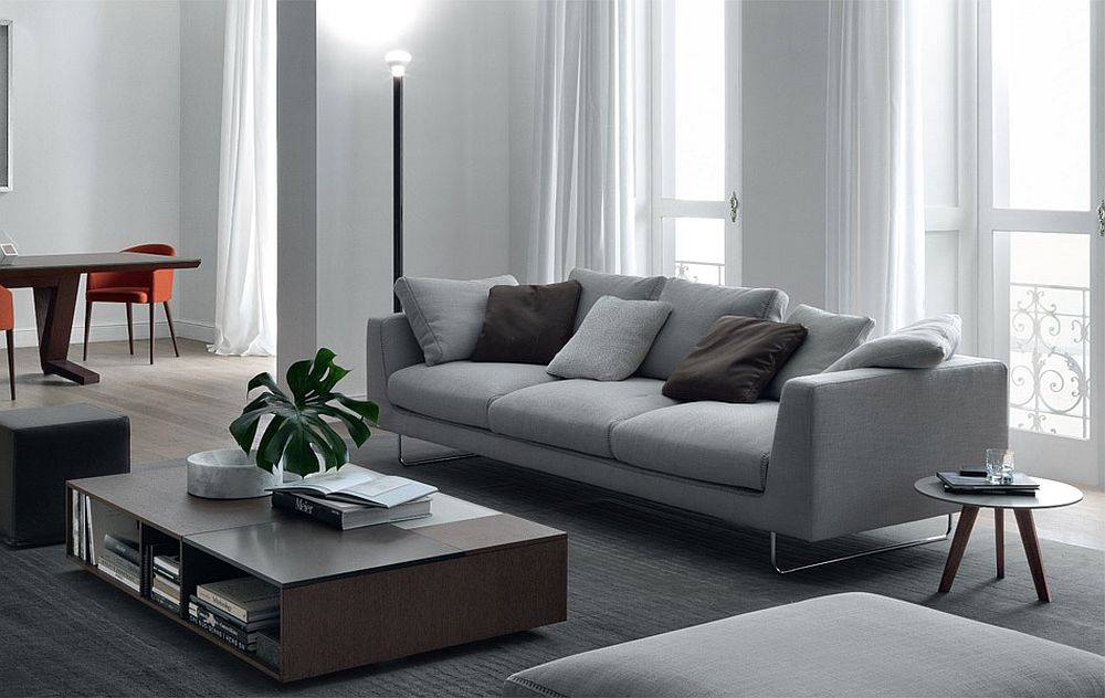 Секционные диваны для гостиной от компании Jesse, Италия: модель с серой обшивкой