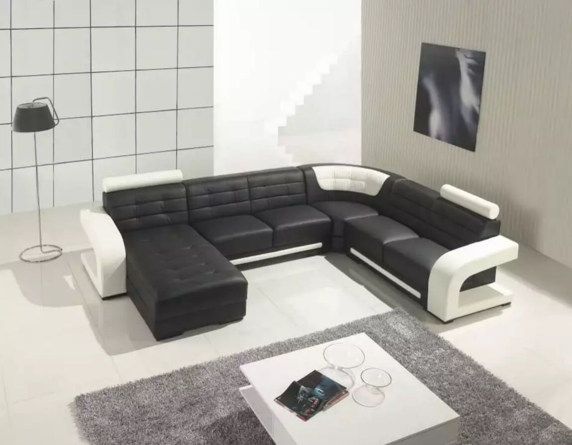 Секционные диваны: чёрный с белыми элементами
