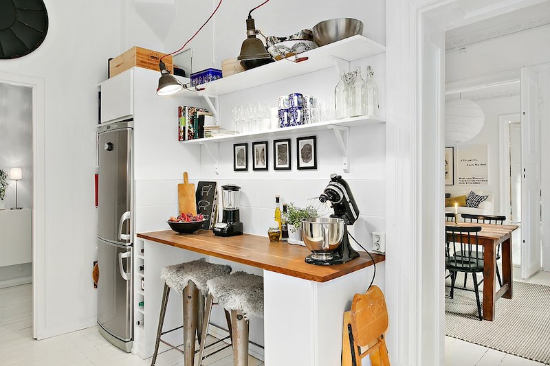 Скандинавский дизайн: стол на кухне