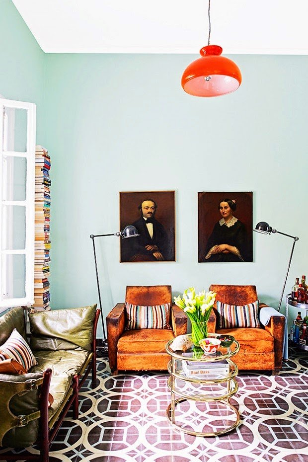 Современный дизайн интерьера гостиной: фото плитки Энкаустики