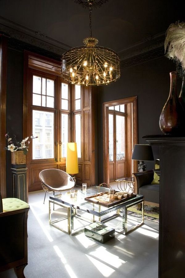 Современный дизайн интерьера гостиной: фото гостиной в чёрном цвете