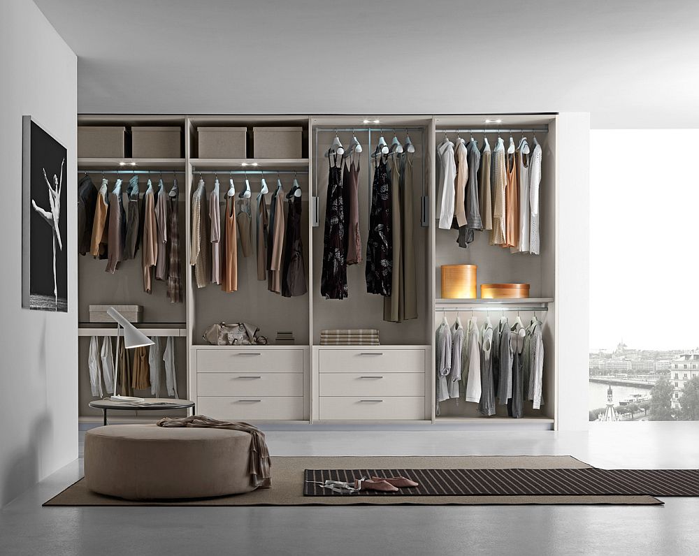 Идеи гардеробной комнаты в светлых тонах в современном стиле