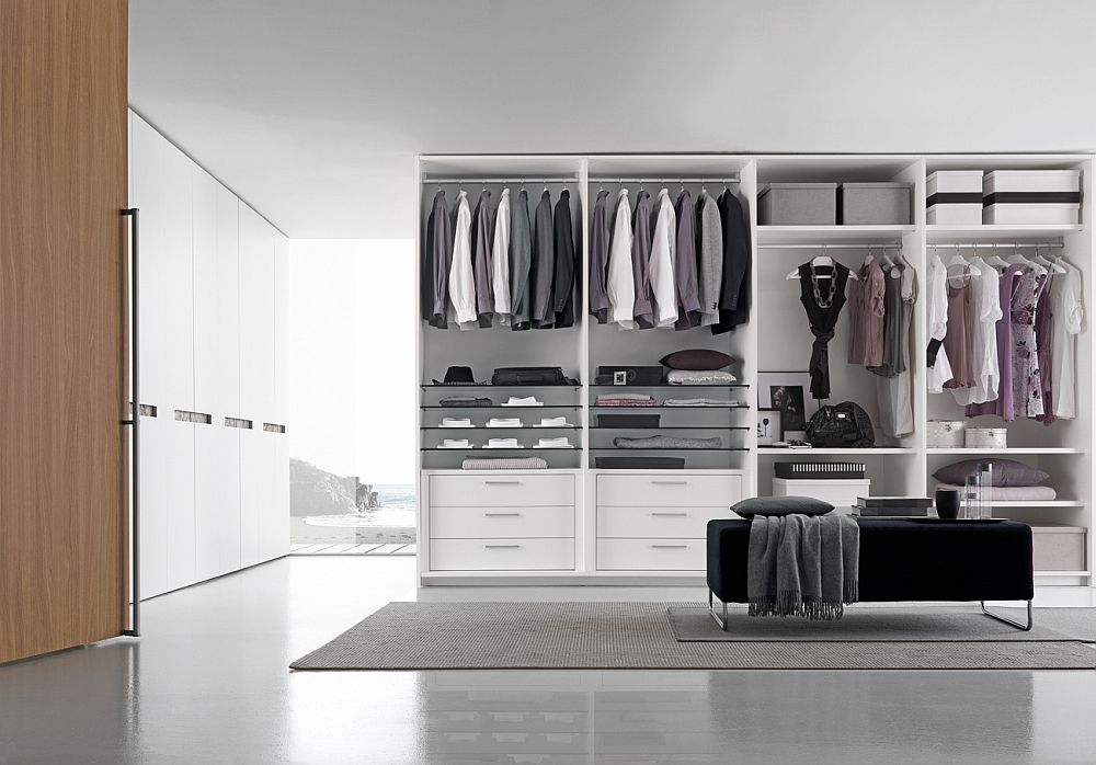 Идеи гардеробной комнаты - шкаф Tecnopolis белого цвета