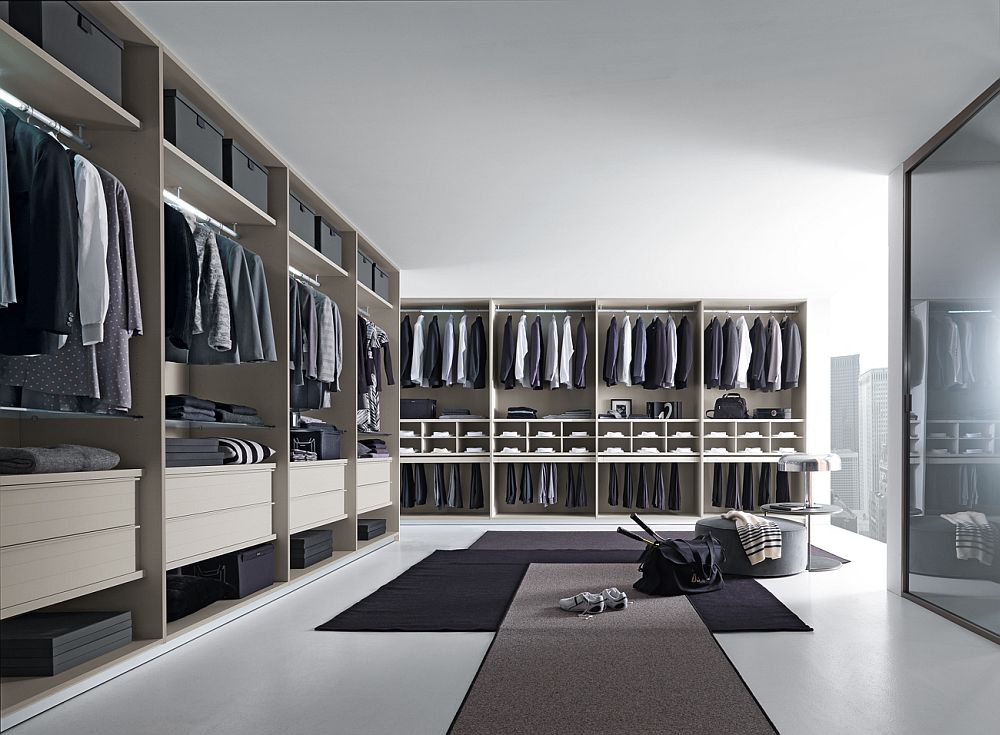 Идеи гардеробной комнаты - просторная гардеробная в светлых тонах