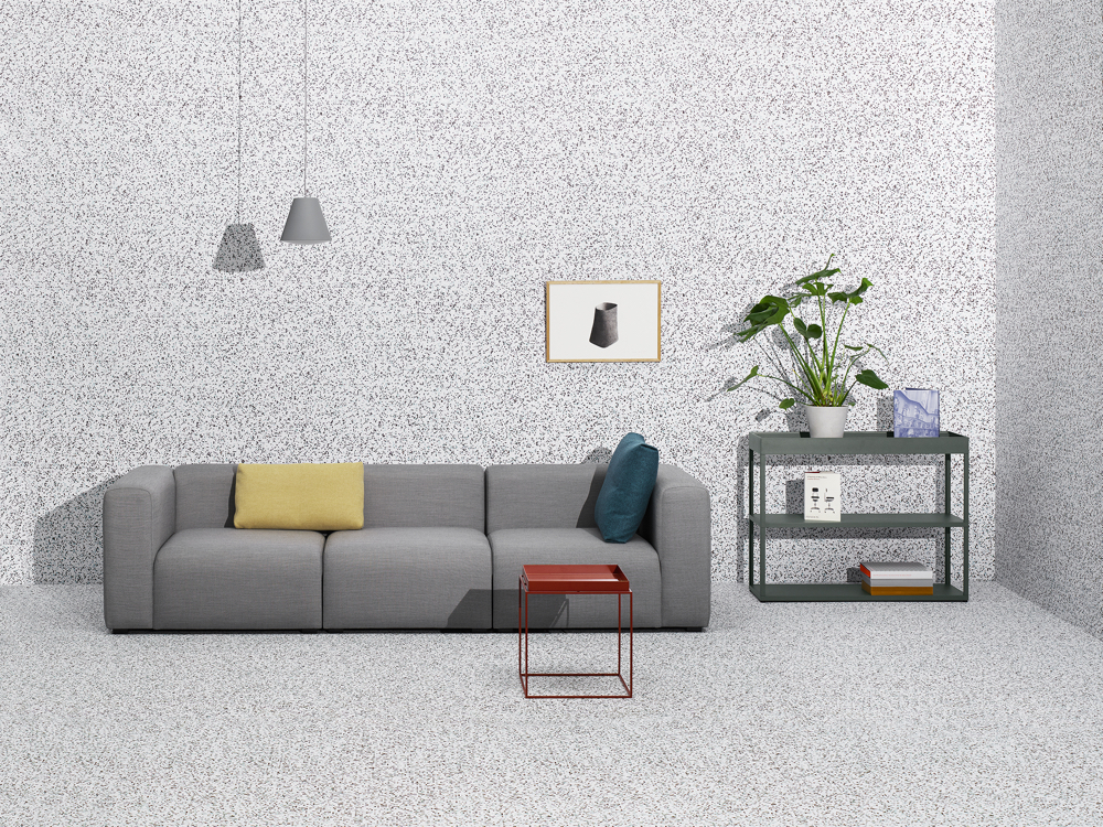 Современная модель дивана серого цвета в стиле минимализм