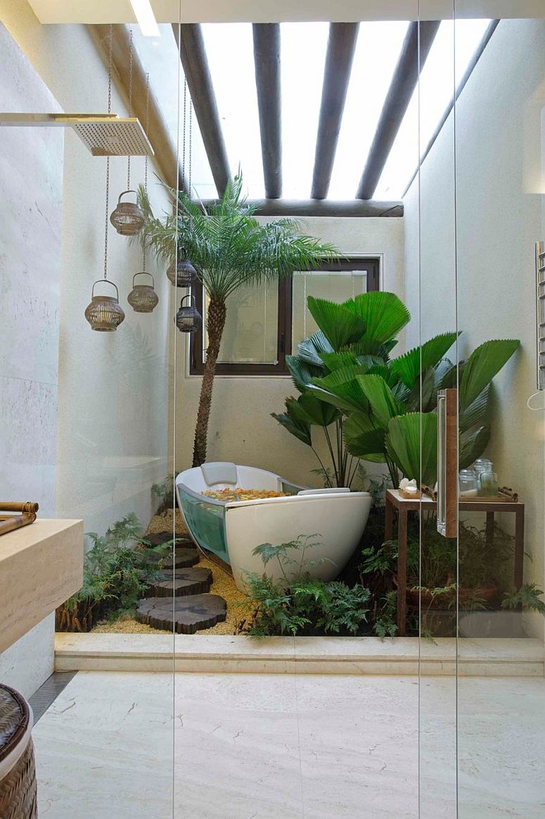 Тренды в дизайне ванной - эффект тропического леса