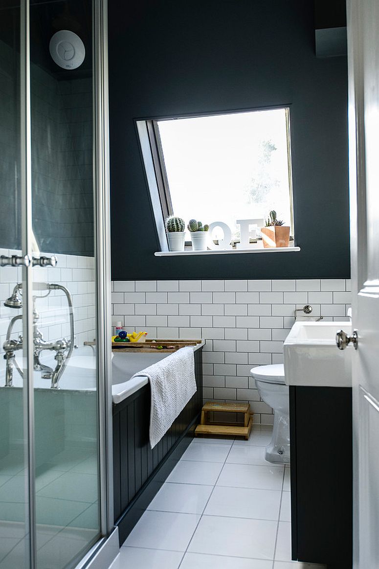 Тренды в дизайне ванной - темно-серый и белый цвет в интерьере