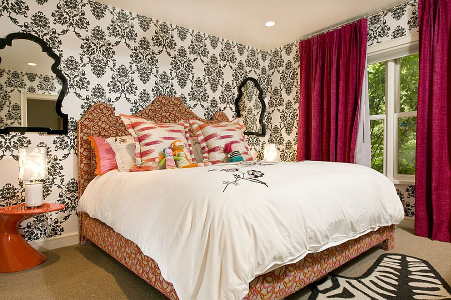 Спальня в викторианском стиле на любой вкус: чёрно-белые обои