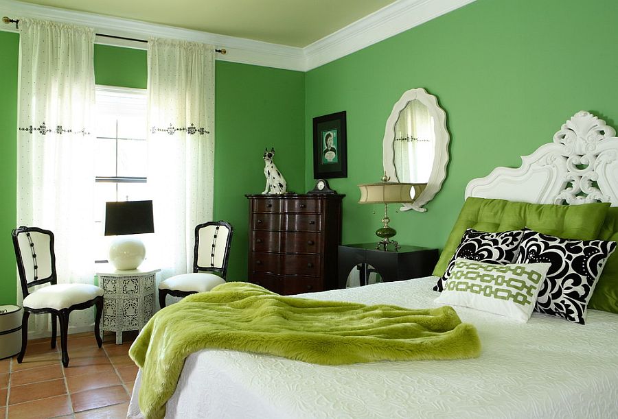 Спальня в зелёном цвете - эклектика