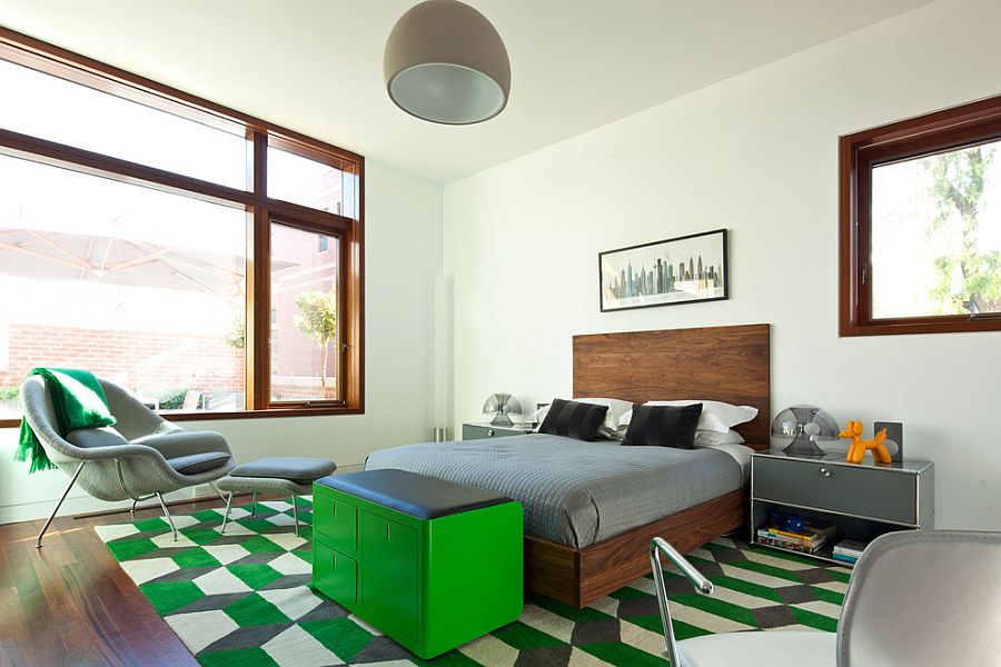 Спальня в зелёном цвете - ярко-зелёный дизайн