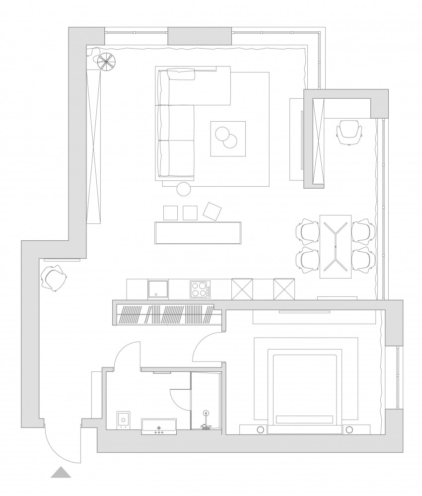 Планировка жилой зоны в лофт квартире