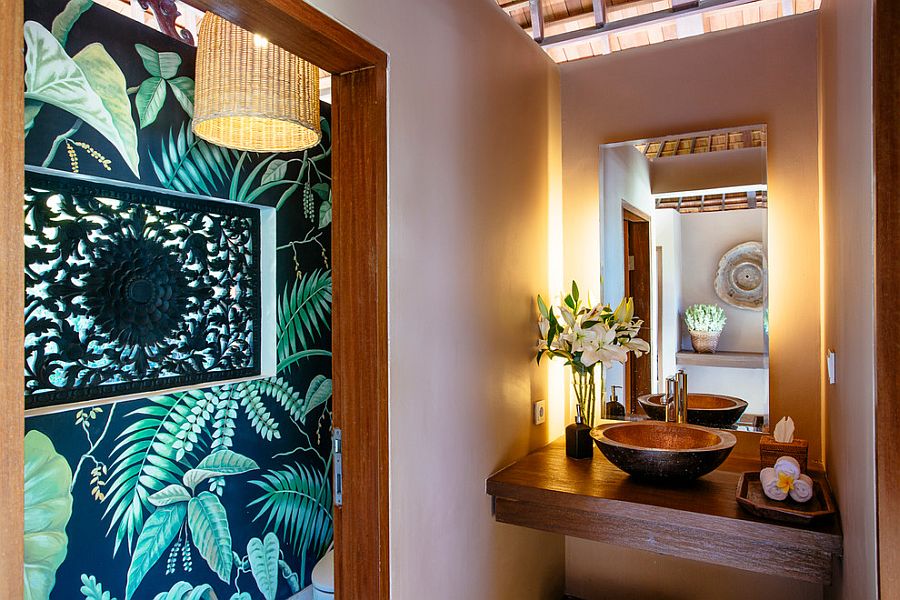 Тропики в ванной – новый необычный стиль: тёплые цвета
