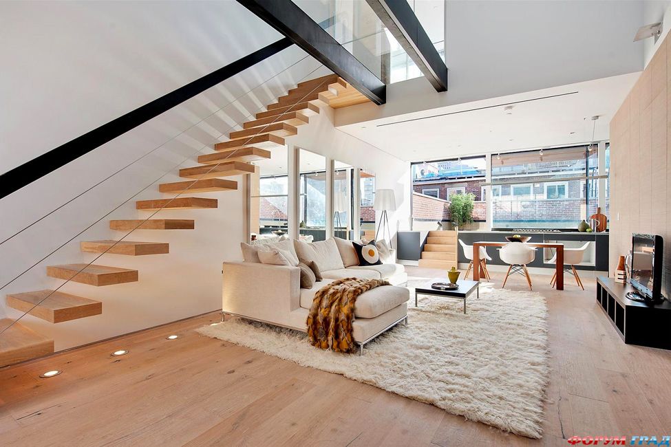 Дизайн двухуровневой квартиры студии: современный интерьер квартиры в Нью-Йорке