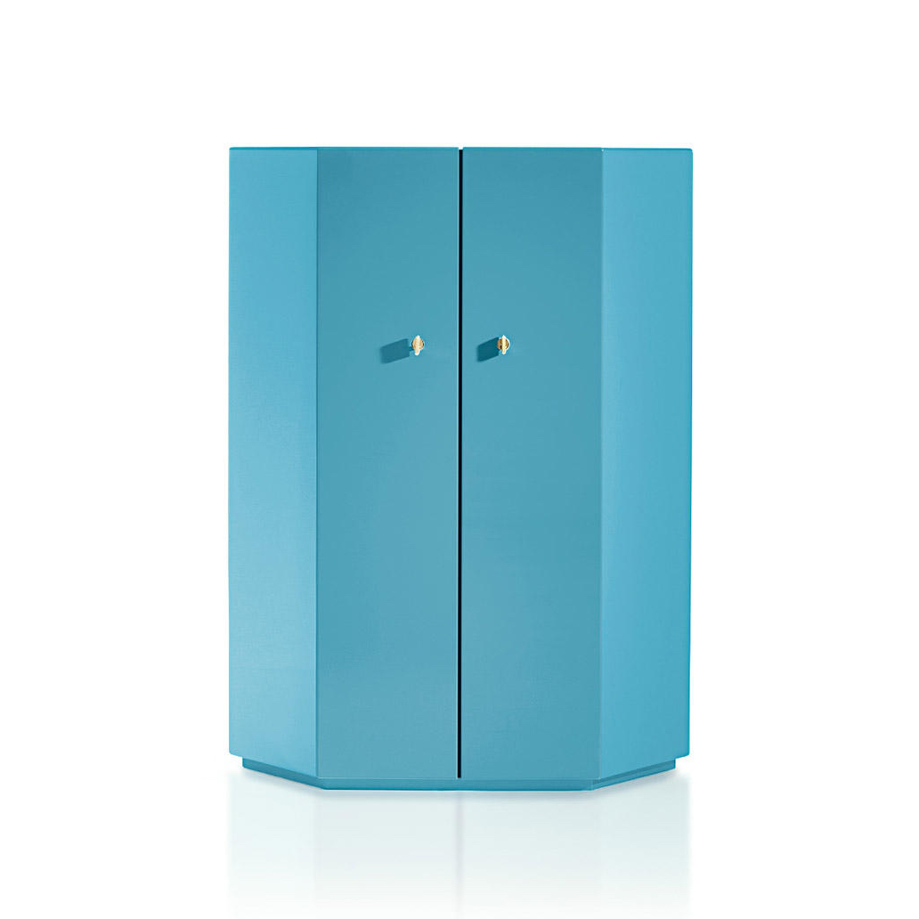 Удобная мебель для спальни - голубой модульный шкаф из лакированной древесины</span>